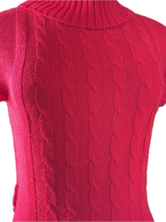 Vintage Chillipop Fitted Red Turtleneck Cable-Knit Mini Dress - Picture 9 of 13